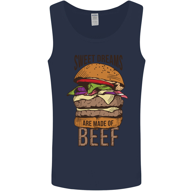 Sweet Dreams are Made of Beef BBQ Chef Mens Vest Tank Top Navy Blue