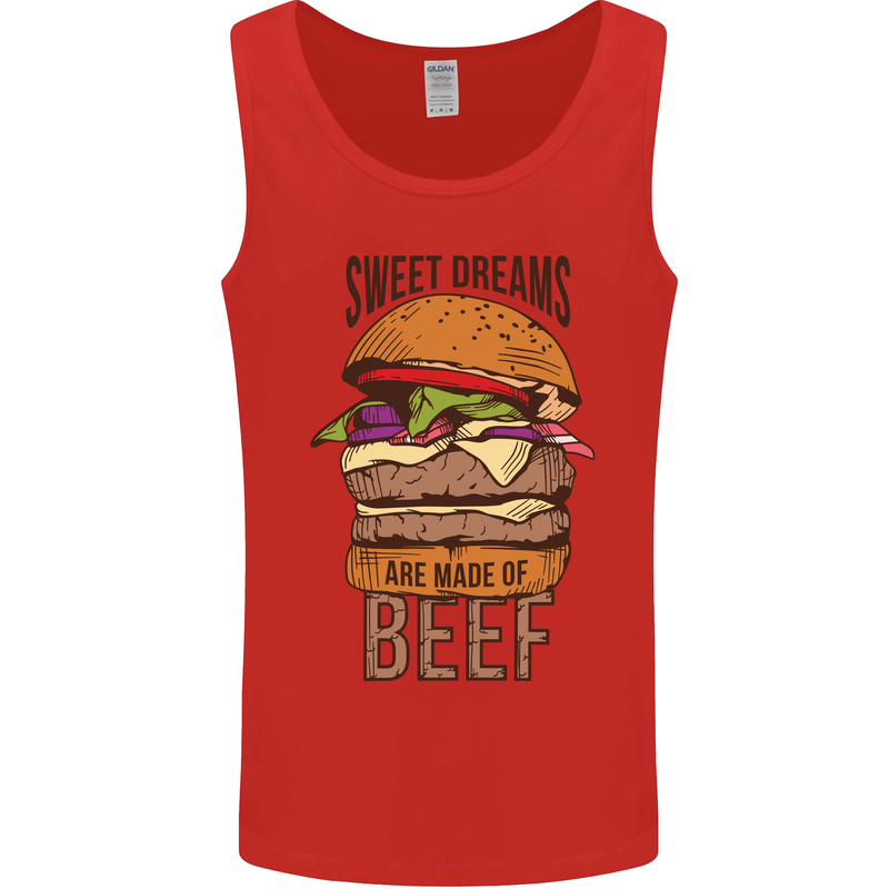 Sweet Dreams are Made of Beef BBQ Chef Mens Vest Tank Top Red