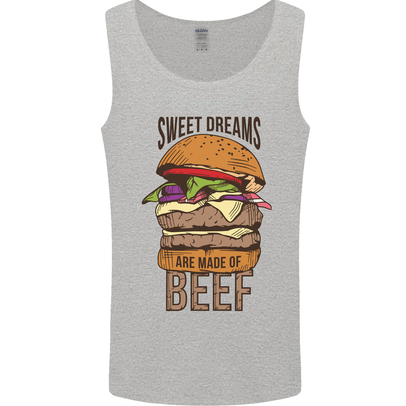 Sweet Dreams are Made of Beef BBQ Chef Mens Vest Tank Top Sports Grey