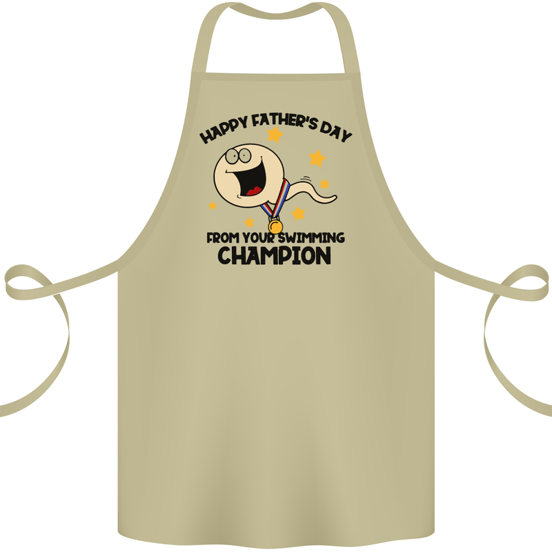 Swimming Champion Funny Fathers Day Dad Cotton Apron 100% Organic Khaki