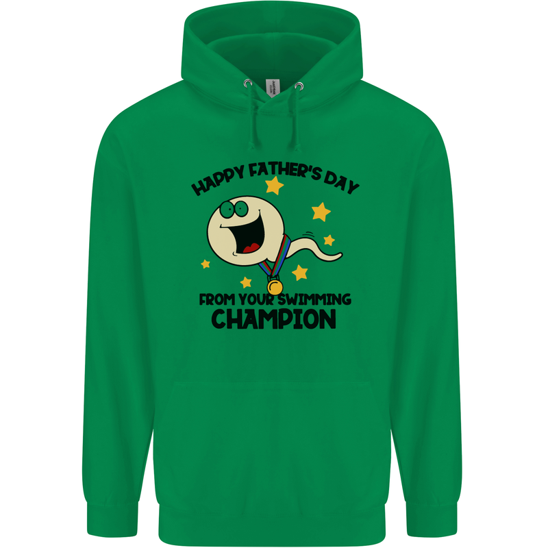 Swimming Champion Funny Fathers Day Dad Mens 80% Cotton Hoodie Irish Green