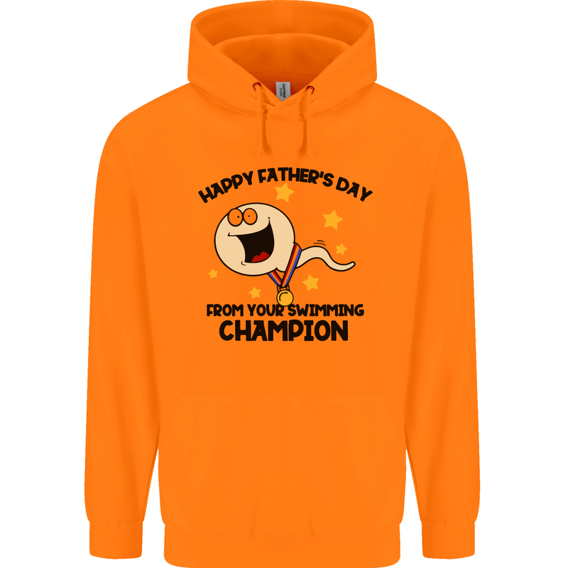 Swimming Champion Funny Fathers Day Dad Mens 80% Cotton Hoodie Orange