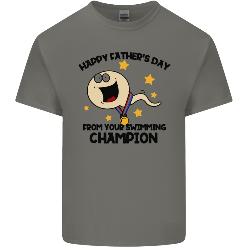 Swimming Champion Funny Fathers Day Dad Mens Cotton T-Shirt Tee Top Charcoal