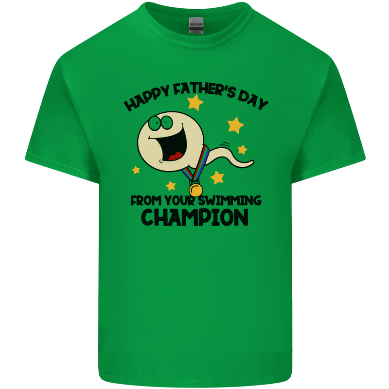 Swimming Champion Funny Fathers Day Dad Mens Cotton T-Shirt Tee Top Irish Green