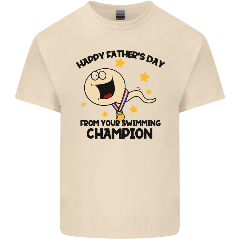 Swimming Champion Funny Fathers Day Dad Mens Cotton T-Shirt Tee Top Natural