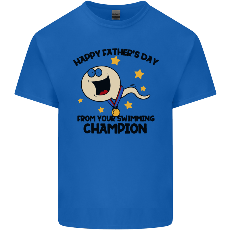 Swimming Champion Funny Fathers Day Dad Mens Cotton T-Shirt Tee Top Royal Blue