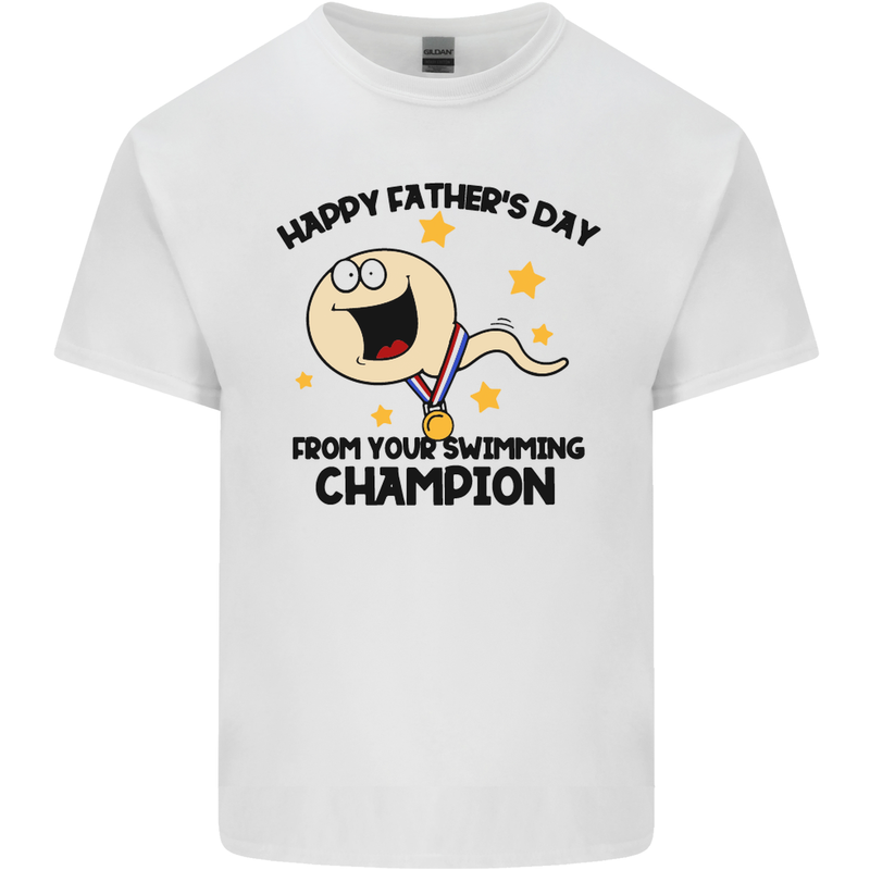 Swimming Champion Funny Fathers Day Dad Mens Cotton T-Shirt Tee Top White