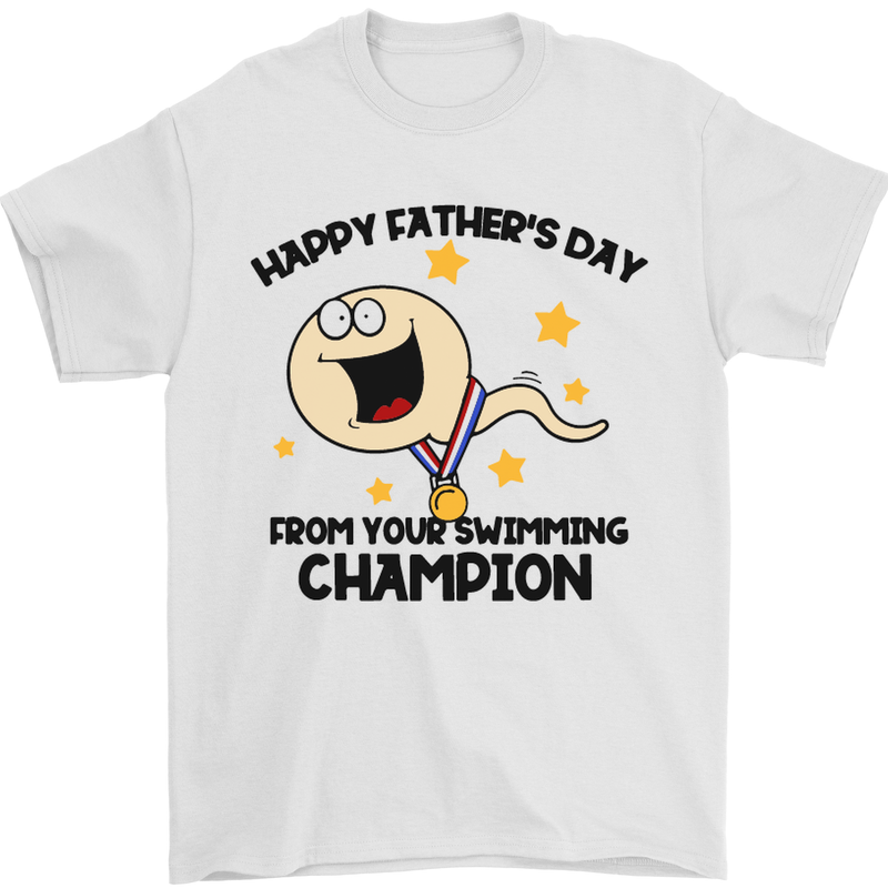 Swimming Champion Funny Fathers Day Dad Mens T-Shirt Cotton Gildan White