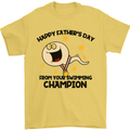 Swimming Champion Funny Fathers Day Dad Mens T-Shirt Cotton Gildan Yellow