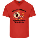 Swimming Champion Funny Fathers Day Dad Mens V-Neck Cotton T-Shirt Red
