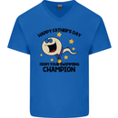 Swimming Champion Funny Fathers Day Dad Mens V-Neck Cotton T-Shirt Royal Blue
