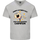 Swimming Champion Funny Fathers Day Dad Mens V-Neck Cotton T-Shirt Sports Grey