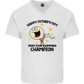Swimming Champion Funny Fathers Day Dad Mens V-Neck Cotton T-Shirt White
