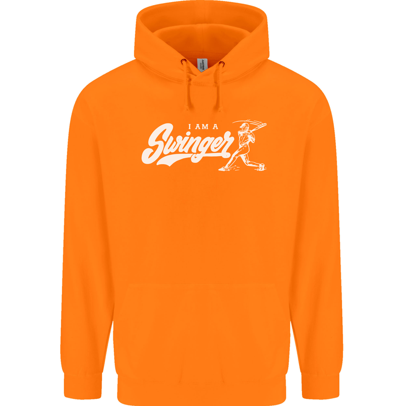 Swinger Funny Baseball Softball Childrens Kids Hoodie Orange