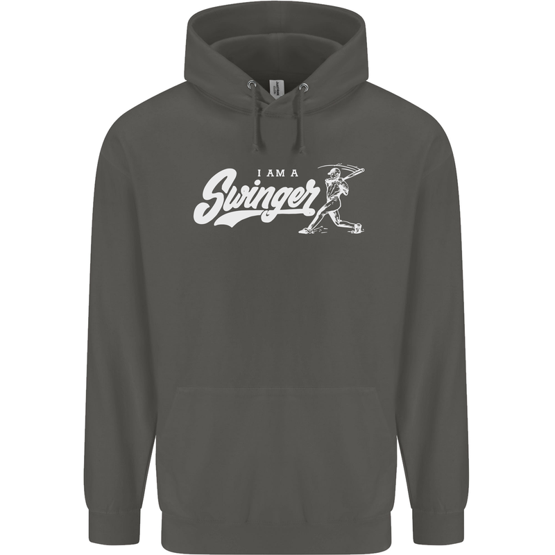 Swinger Funny Baseball Softball Childrens Kids Hoodie Storm Grey