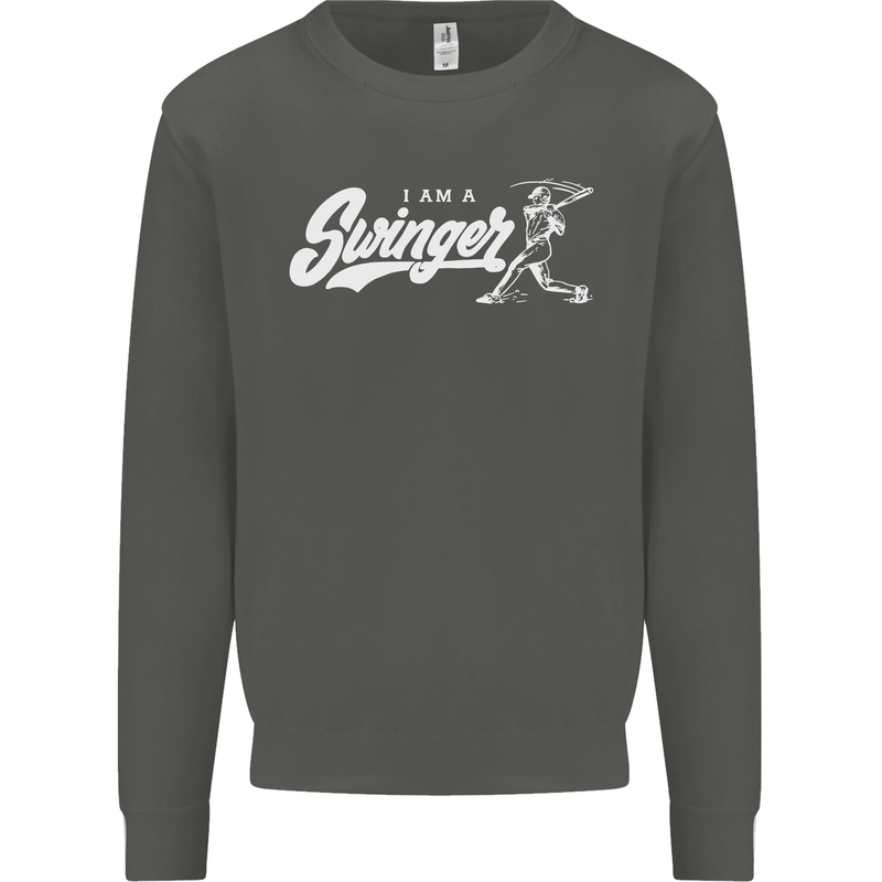 Swinger Funny Baseball Softball Kids Sweatshirt Jumper Storm Grey