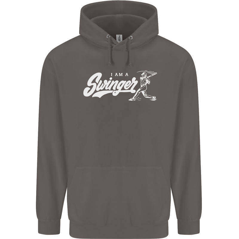 Swinger Funny Baseball Softball Mens 80% Cotton Hoodie Charcoal