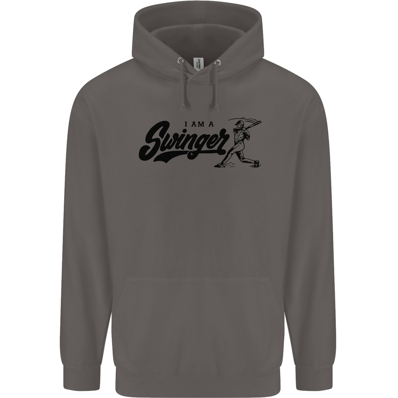 Swinger Funny Baseball Softball Mens 80% Cotton Hoodie Charcoal