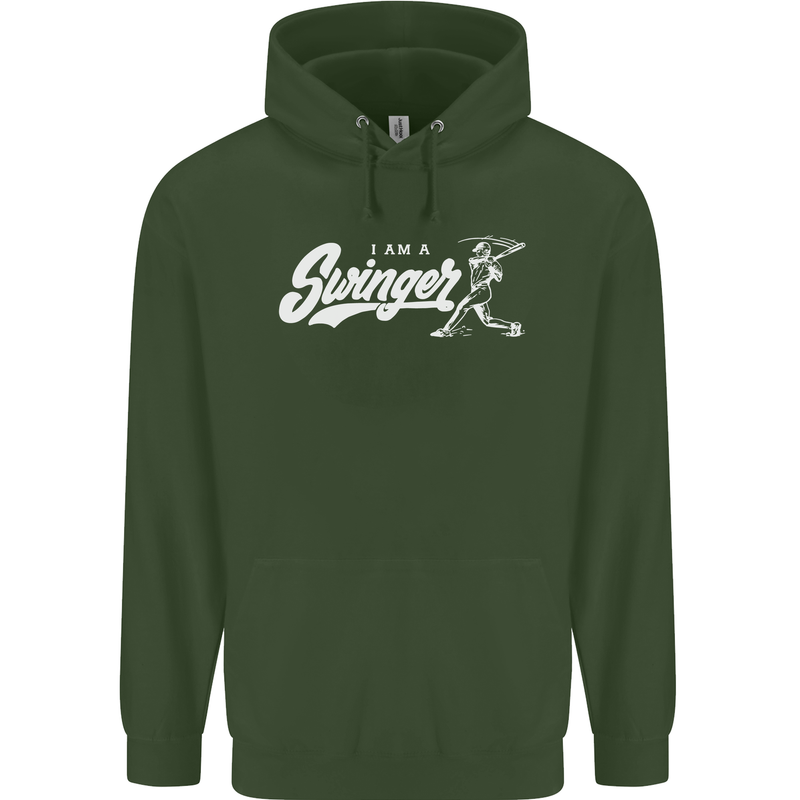 Swinger Funny Baseball Softball Mens 80% Cotton Hoodie Forest Green