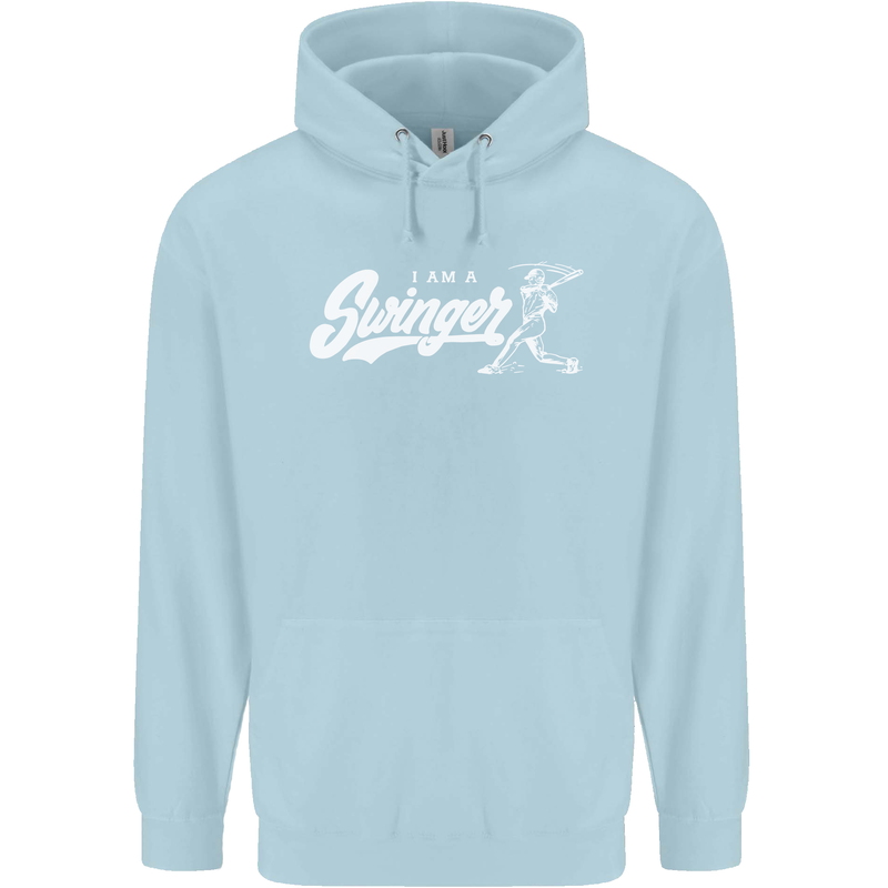 Swinger Funny Baseball Softball Mens 80% Cotton Hoodie Light Blue