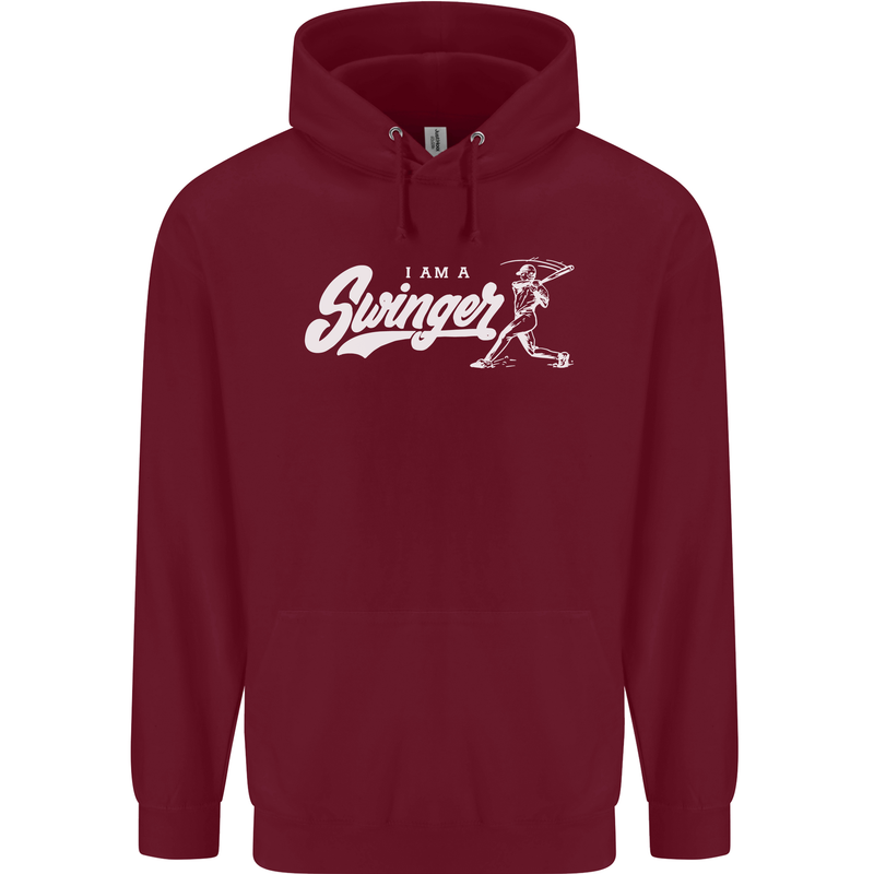 Swinger Funny Baseball Softball Mens 80% Cotton Hoodie Maroon
