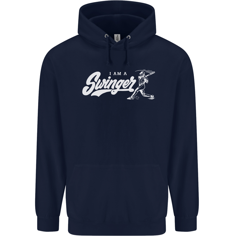 Swinger Funny Baseball Softball Mens 80% Cotton Hoodie Navy Blue