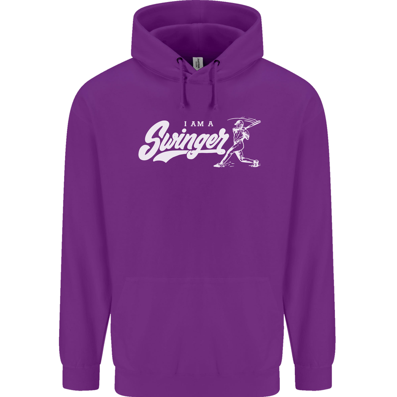 Swinger Funny Baseball Softball Mens 80% Cotton Hoodie Purple