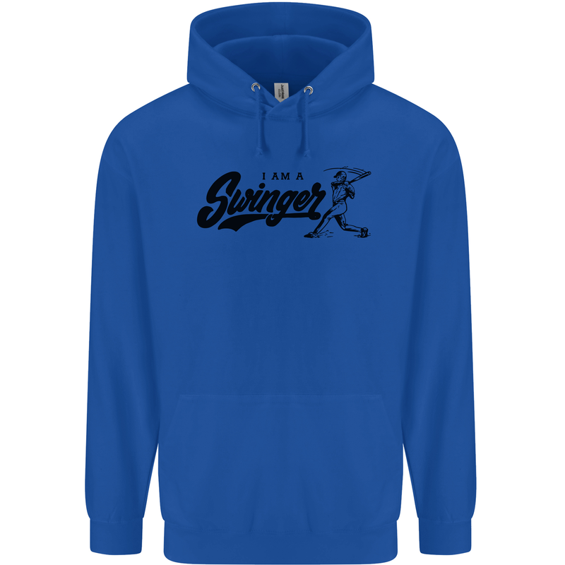 Swinger Funny Baseball Softball Mens 80% Cotton Hoodie Royal Blue