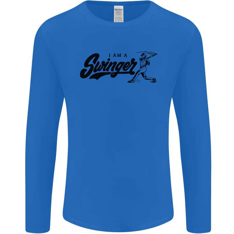 Swinger Funny Baseball Softball Mens Long Sleeve T-Shirt Royal Blue