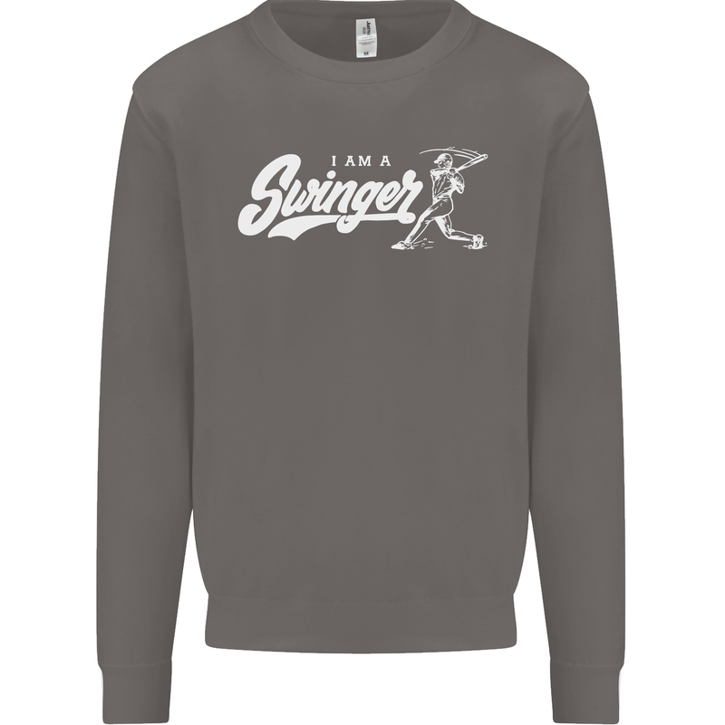 Swinger Funny Baseball Softball Mens Sweatshirt Jumper Charcoal