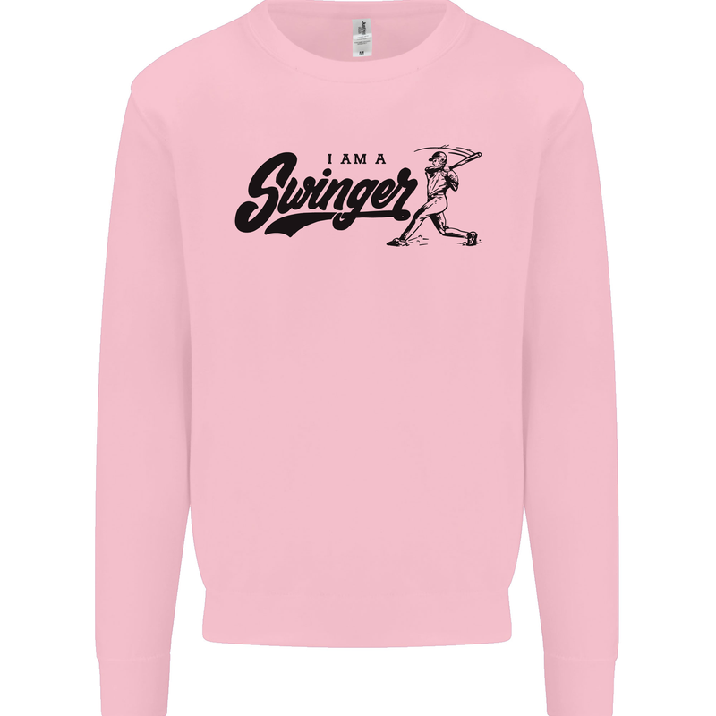 Swinger Funny Baseball Softball Mens Sweatshirt Jumper Light Pink