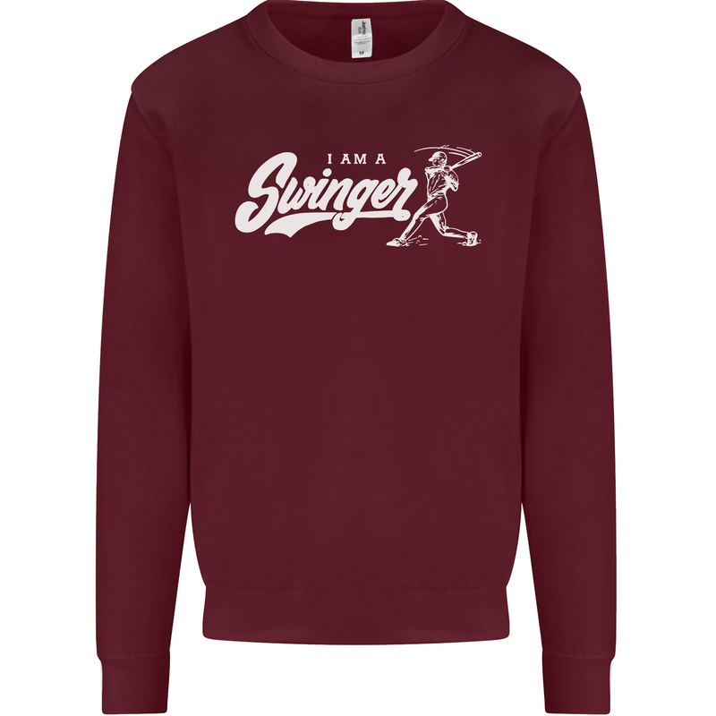 Swinger Funny Baseball Softball Mens Sweatshirt Jumper Maroon