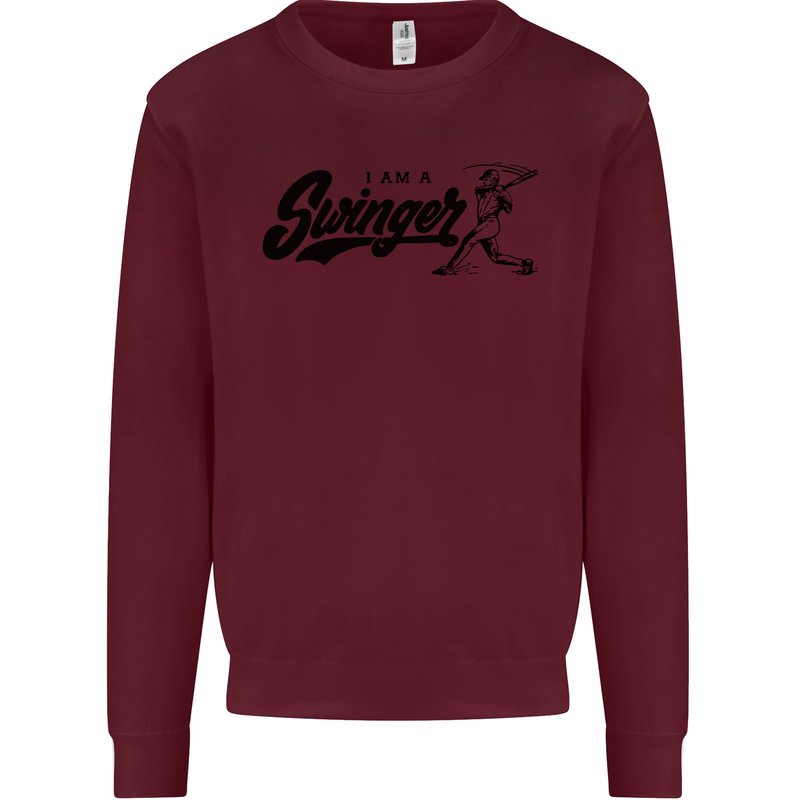 Swinger Funny Baseball Softball Mens Sweatshirt Jumper Maroon
