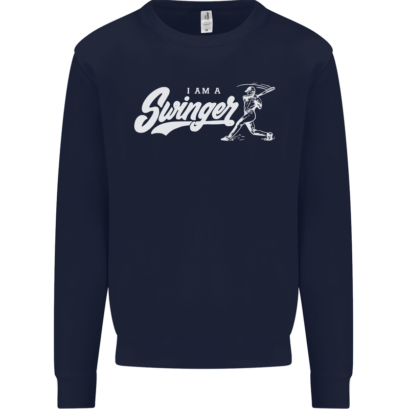 Swinger Funny Baseball Softball Mens Sweatshirt Jumper Navy Blue