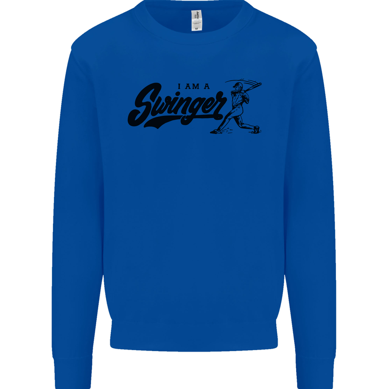 Swinger Funny Baseball Softball Mens Sweatshirt Jumper Royal Blue