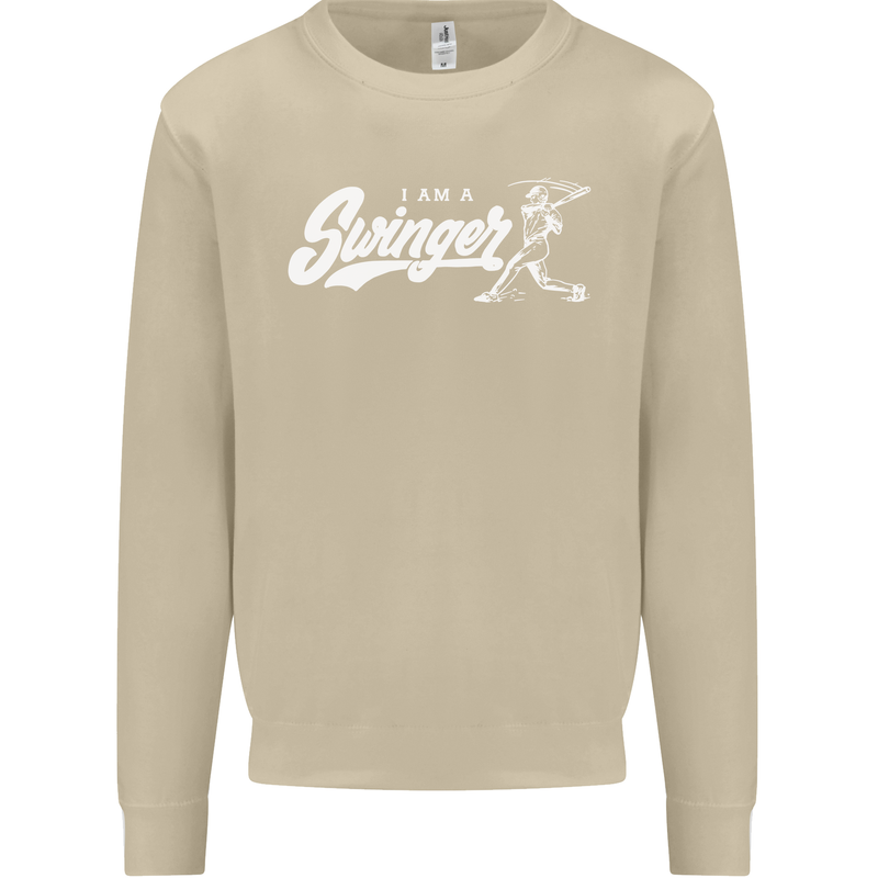 Swinger Funny Baseball Softball Mens Sweatshirt Jumper Sand