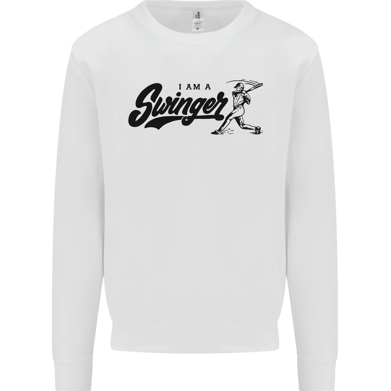 Swinger Funny Baseball Softball Mens Sweatshirt Jumper White