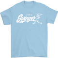 Swinger Funny Baseball Softball Mens T-Shirt Cotton Gildan Light Blue