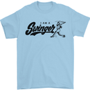 Swinger Funny Baseball Softball Mens T-Shirt Cotton Gildan Light Blue