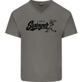 Swinger Funny Baseball Softball Mens V-Neck Cotton T-Shirt Charcoal