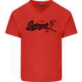 Swinger Funny Baseball Softball Mens V-Neck Cotton T-Shirt Red