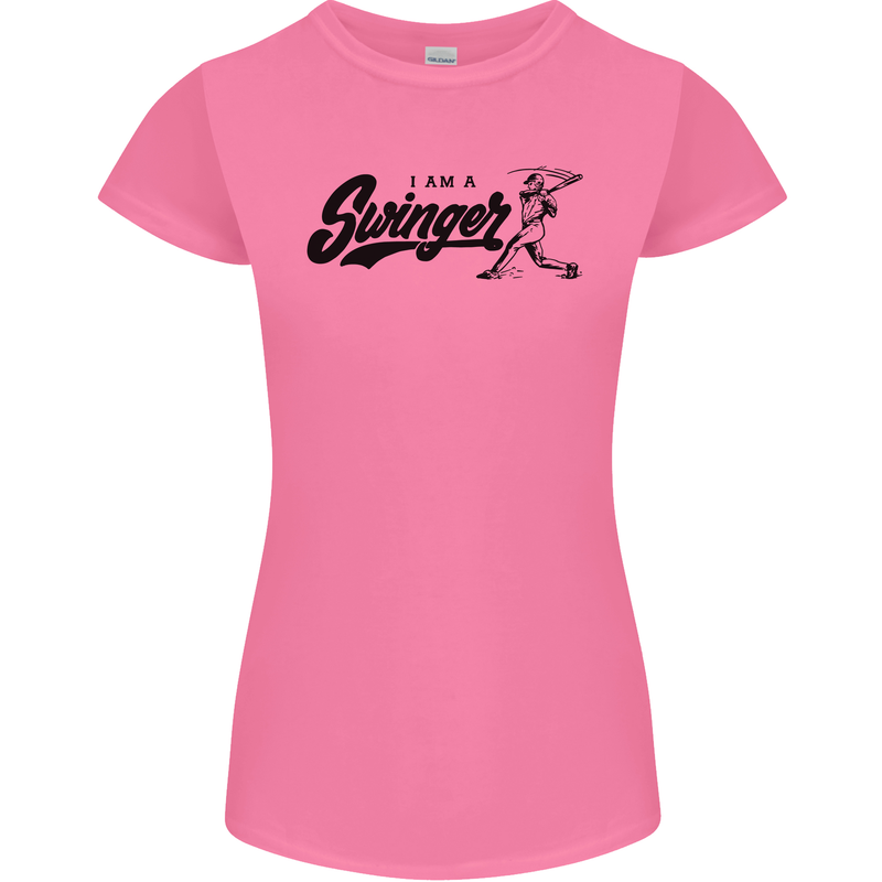Swinger Funny Baseball Softball Womens Petite Cut T-Shirt Azalea
