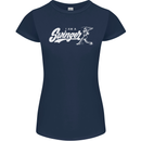 Swinger Funny Baseball Softball Womens Petite Cut T-Shirt Navy Blue