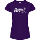 Swinger Funny Baseball Softball Womens Petite Cut T-Shirt Purple