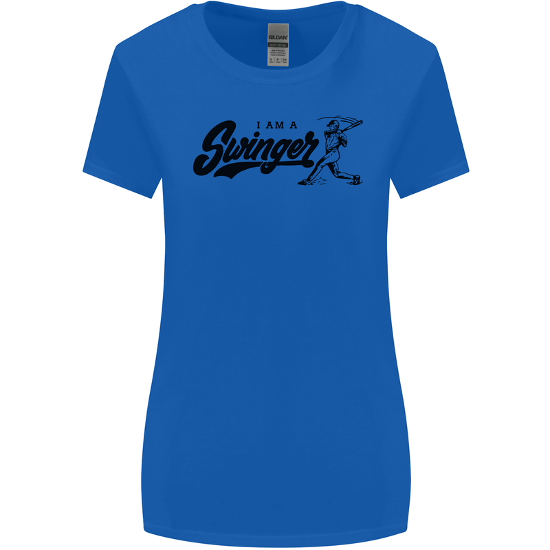 Swinger Funny Baseball Softball Womens Wider Cut T-Shirt Royal Blue