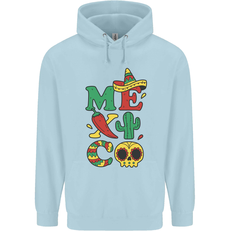 Symbols of Mexico Childrens Kids Hoodie Light Blue