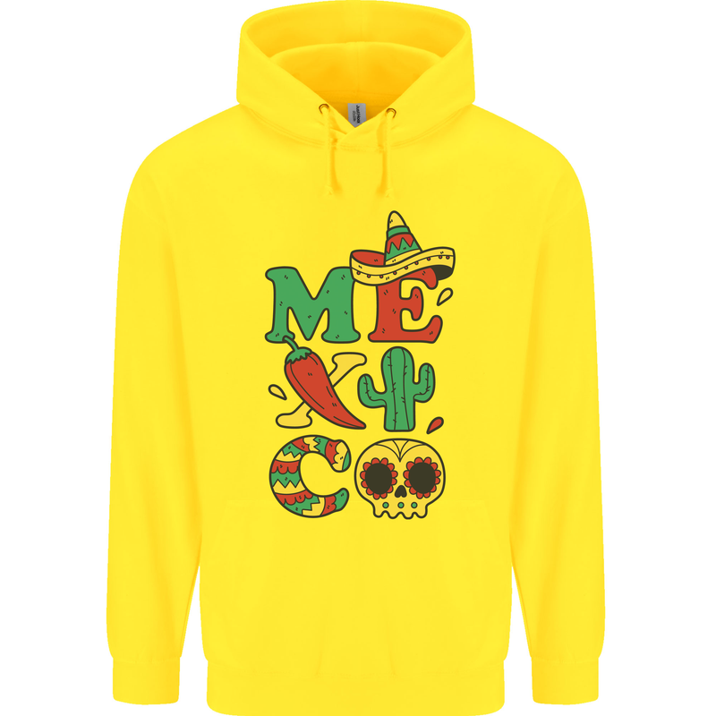 Symbols of Mexico Childrens Kids Hoodie Yellow