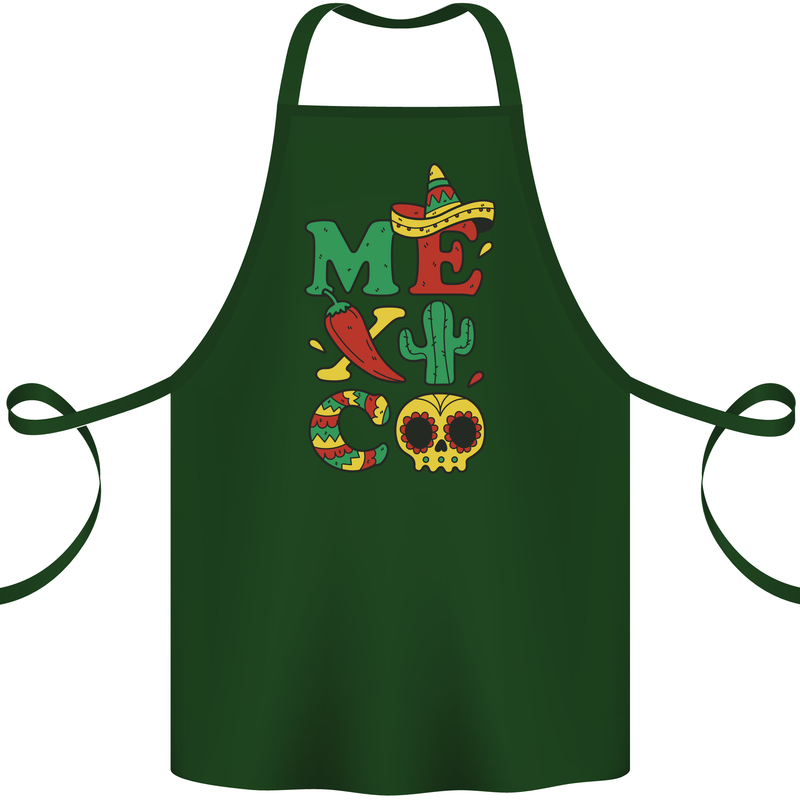 Symbols of Mexico Cotton Apron 100% Organic Forest Green