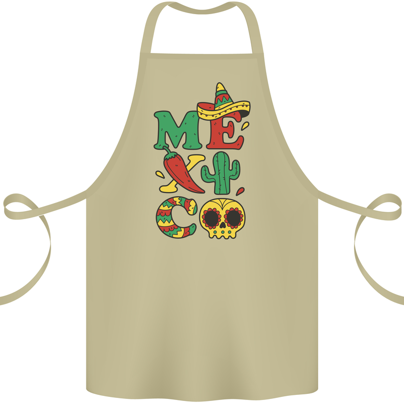 Symbols of Mexico Cotton Apron 100% Organic Khaki