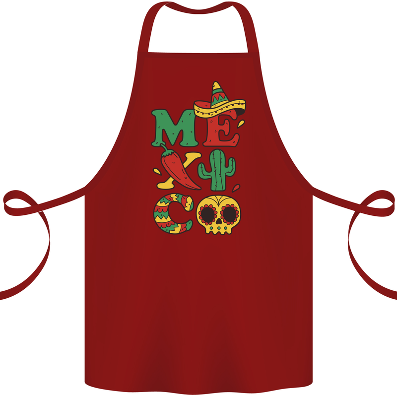 Symbols of Mexico Cotton Apron 100% Organic Maroon